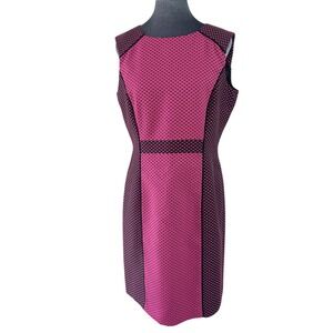 Tahari Arthur S Levine Pink Black Colorblock Jacquard Sleeveless Sheath Dress 10